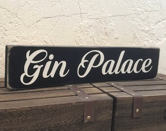 HAND PAINTED WOODEN STREET SIGN VINTAGE THE GIN BAR 
