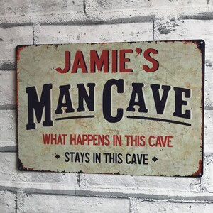 Man Cave signs personalised vintage retro metal sign gift idea