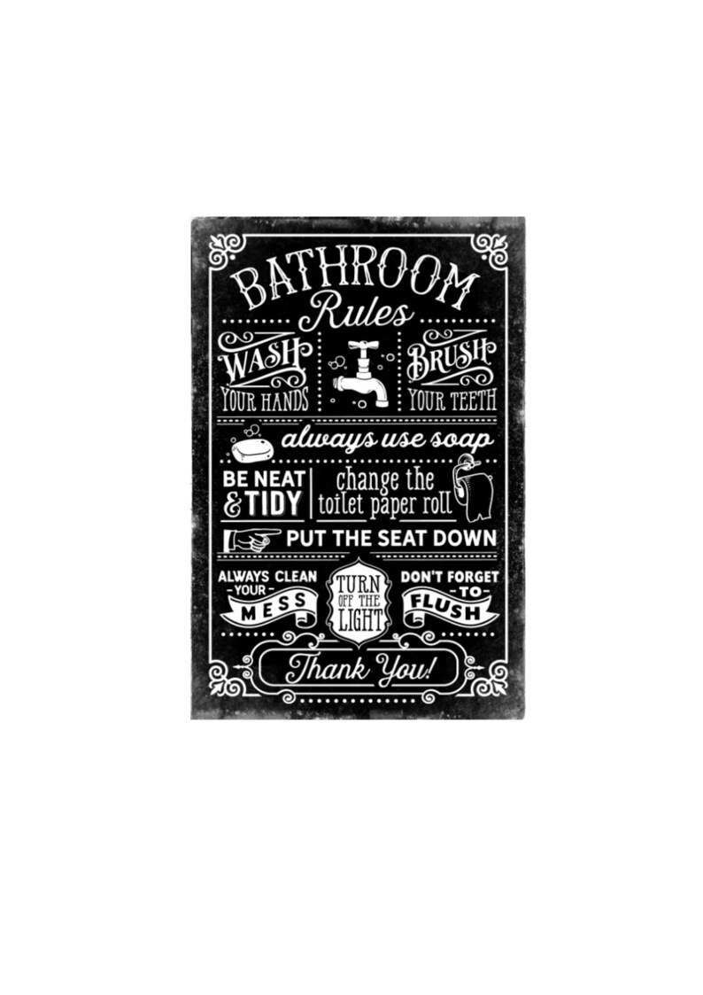 Bathroom Rules Sign Washroom Toilet Bathroom Decor Metal Sign Etsy