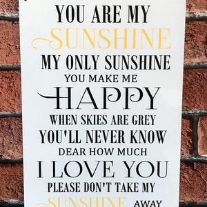 You Are My Sunshine My Only Sunshine Song Lyrics Metal Tin - Etsy UK