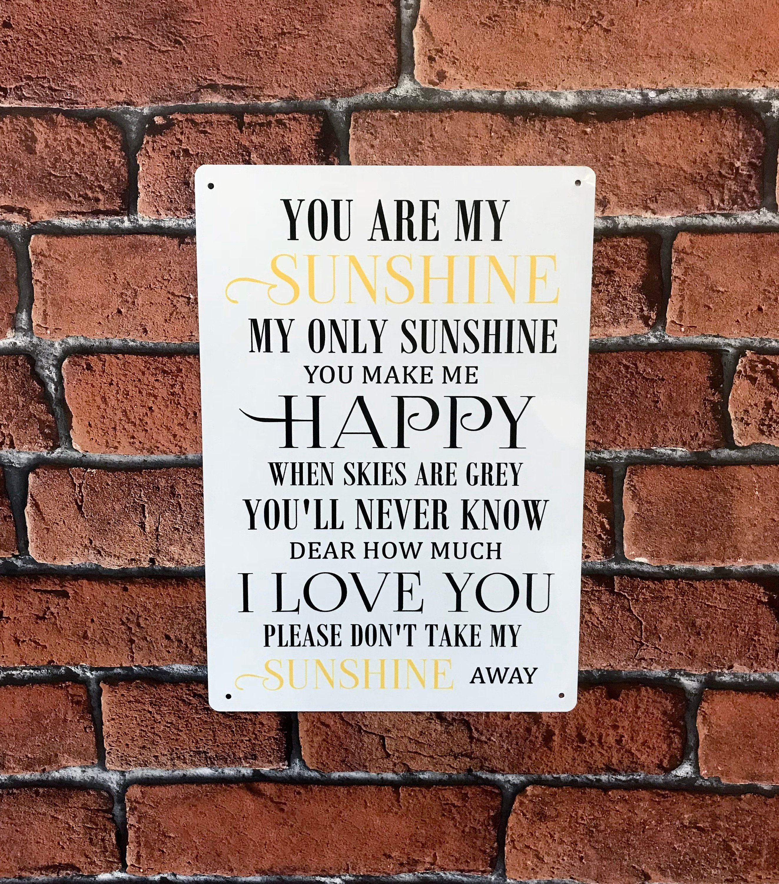 You Are My Sunshine My Only Sunshine Song Lyrics Metal Tin Etsy You Are My Sunshine My Only Sunshine Song Lyrics Metal Tin Etsy