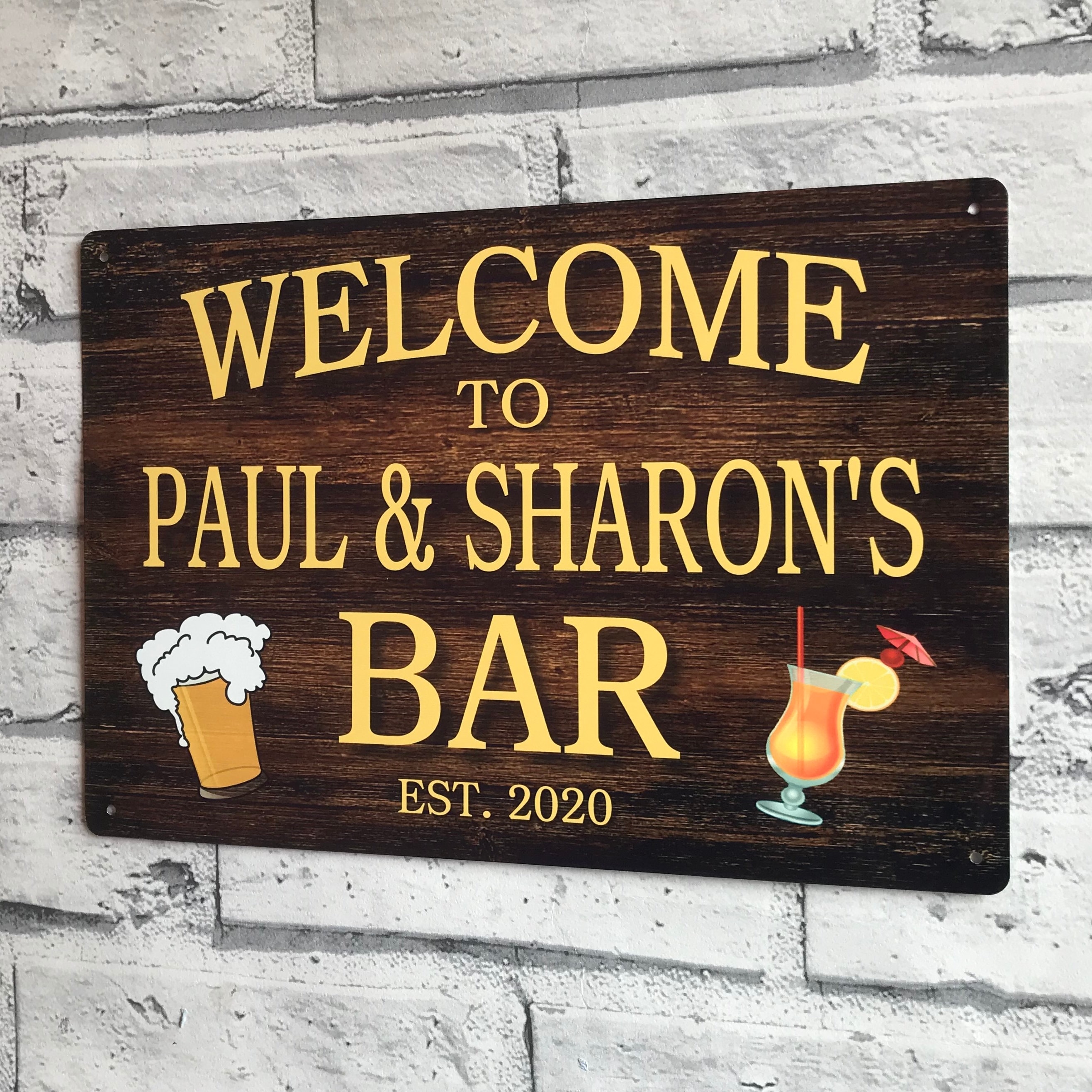 Bar Sign Personalised Metal Wall Sign Home Bar Pub Shed Gift Etsy UK