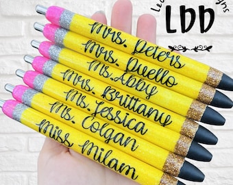 PENCIL Pen | Refillable Gel Pen | Glitter Pen | Teacher Appreciation | teacher gifts