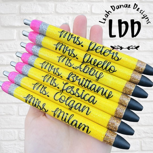 PENCIL Pen | Refillable Gel Pen | Glitter Pen | Teacher Appreciation | teacher gifts