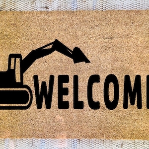 Construction Doormat | Construction Worker Gift | Excavator Doormat | Excavator Driver Gift | Gift for Construction Workers