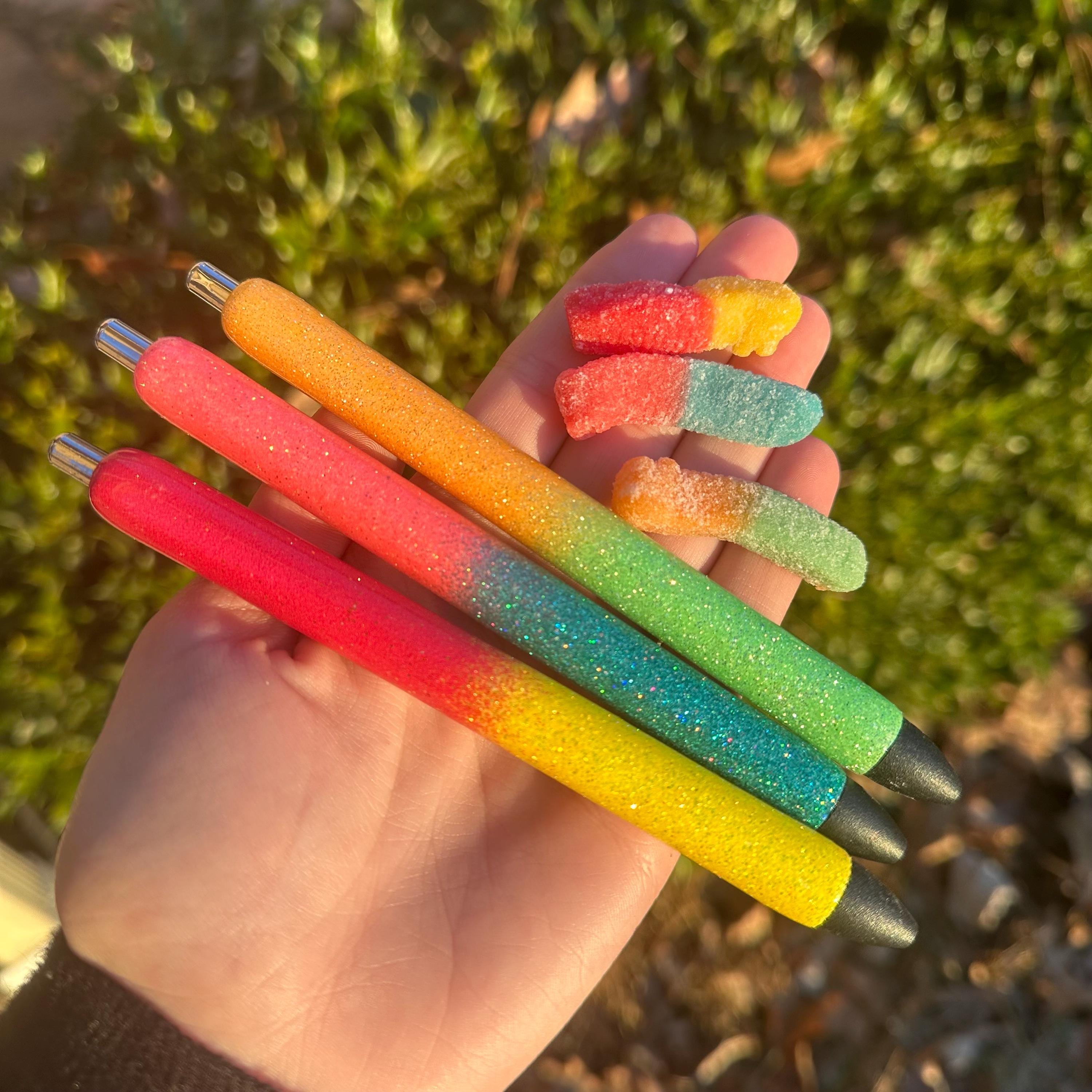 GUMMY WORM Pen | Refillable Gel Pen | Glitter Pen - Etsy