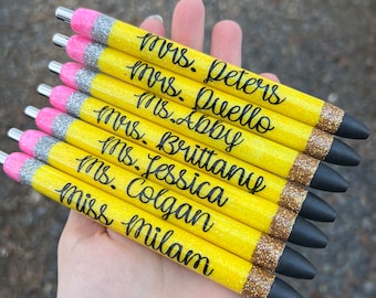 PENCIL Pen | Refillable Gel Pen | Glitter Pen | Teacher Appreciation