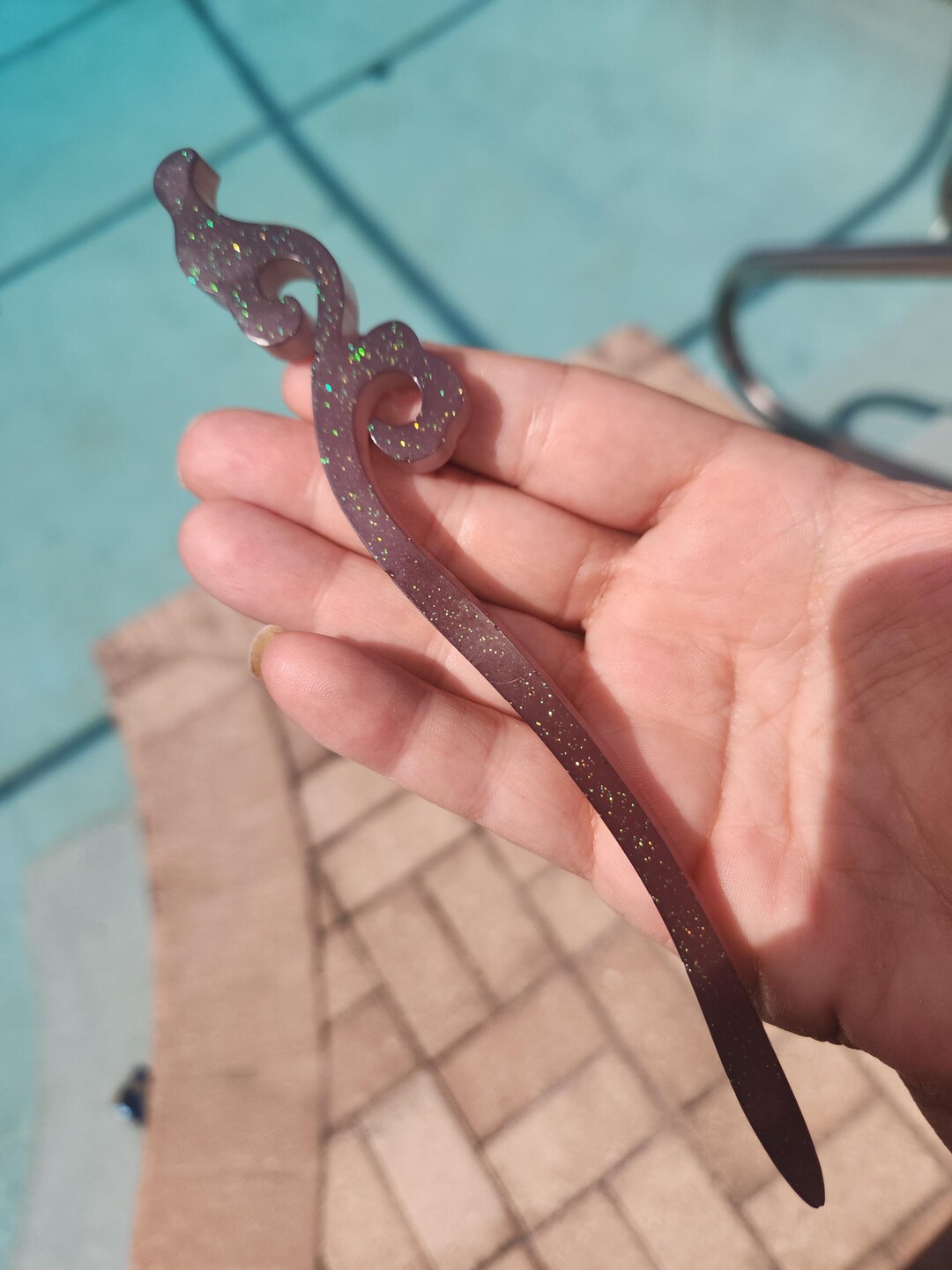 Resin Hair Pin Hair Stick Sun Solar Color Changing White to Grey Black ...