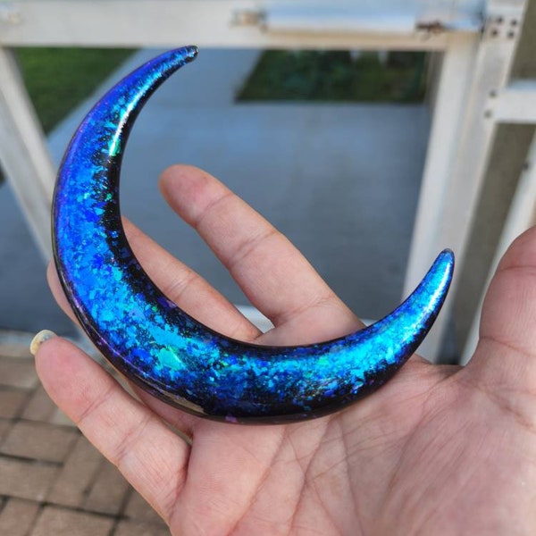 Crescent moon hair fork/ hair toy bun holder "Deep sea" by Theirridatedfox