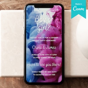 Gender Reveal Video Invitation: Social Media Pregnancy Announcement (Digital Download)