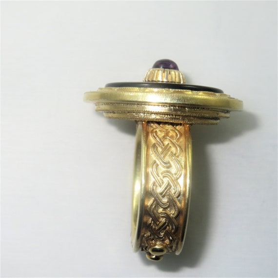 Byzantium" gold, gold plated silver, black diamon… - image 3
