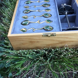 dessert spoons set of 6 , with enamel, DIAMONDS , Sapphires  and amethysts