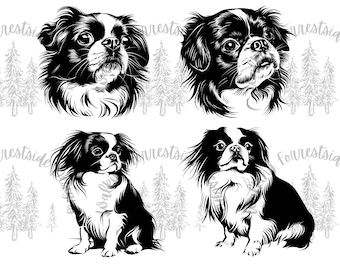 Playful Japanese Chin SVG/PNG Collection: Cute Dog Clipart for Creative Projects - Digital Download