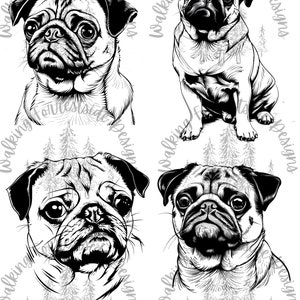 Pug SVG/PNG Collection: Dog Clipart for Creative Projects - Digital Download