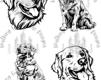 Golden Retriever SVG/PNG Collection: Dog Clipart for Creative Projects - Digital Download
