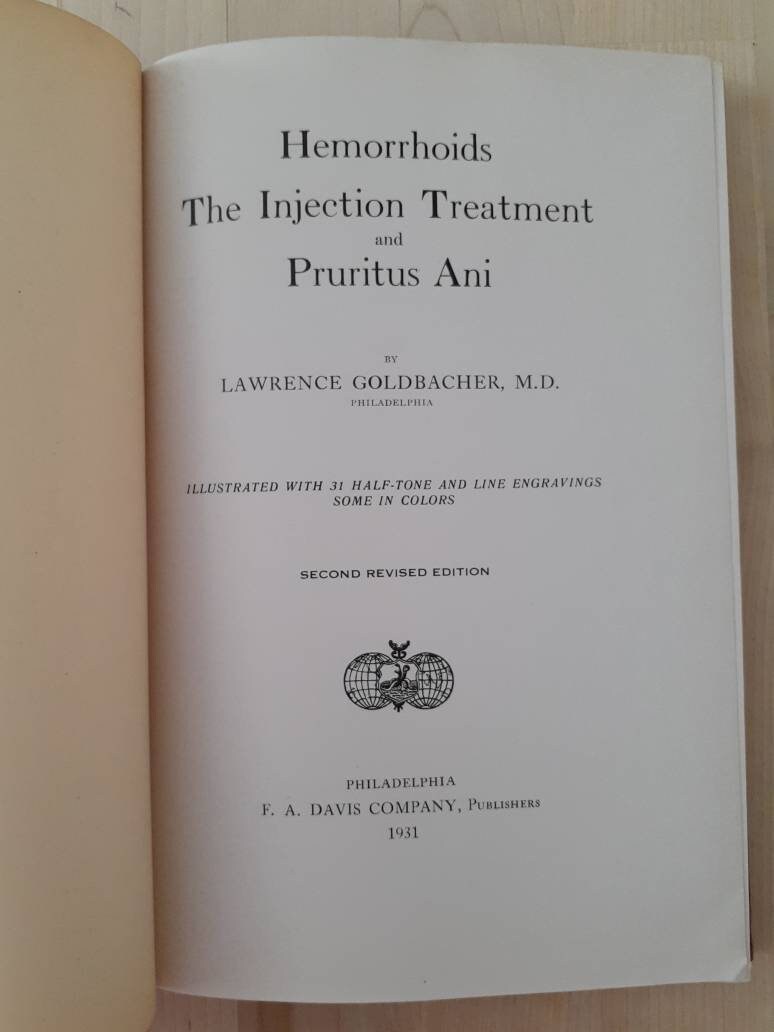 1931 Hemorrhoids the Injection Treatment and Pruritus Ani by Etsy