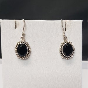 Black onyx, sterling silver handcrafted dangle earrings
