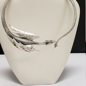 Handcrafted sterling silver spring hinged Dragon necklace, on sale now