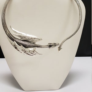 Handcrafted sterling silver spring hinged Dragon necklace, on sale now