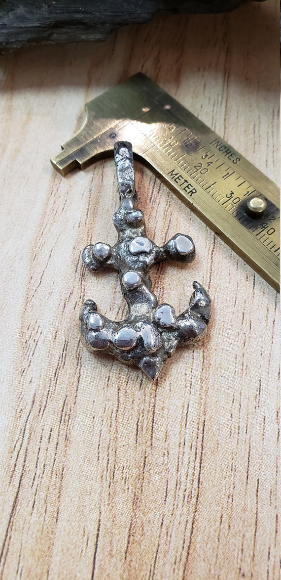 Anchor pendant, sterling silver brutalist, handcr… - image 3