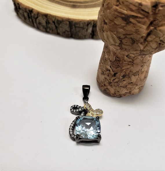 Silver Wire Wrap w Blue Zircon /& Topaz FREE SHIPPING!!