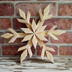 Rustic 12&quot; Cedar Wood Christmas Snowflake, Christmas Tree Wooden Snowflake, Rustic Christmas Decor,  Mantel Decor, Shelf Sitter