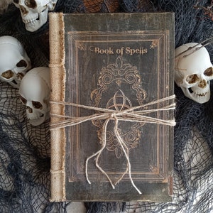 Witches&#39; Faux Wood Book of Spells, Halloween Wood Book of Spells, Scary Decor, Reclaimed Wood Book, Witch Spells