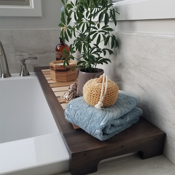 Hand-Crafted Bathtub Walnut/Maple Wood Tray, Wooden Tub Caddy, Bathtub Board, Bathroom Decor