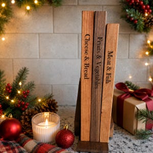 Christmas Set of 3 “Book” Cutting Boards with Wooden Caddy: Wood Chopping Boards Gifts