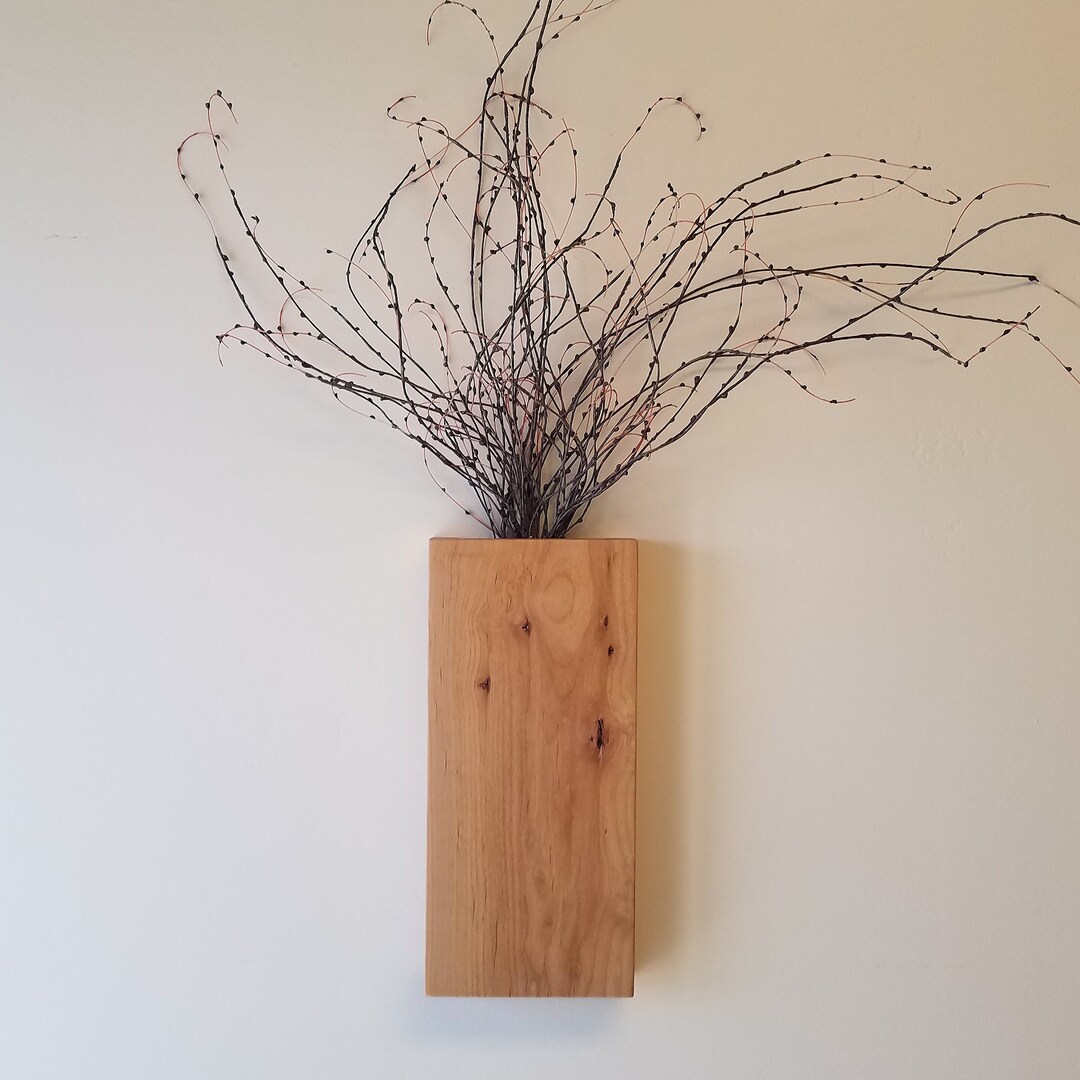 Alder Wood Wall Pocket, Wood Wall Vase for Fuax Flowers, Wall Flower