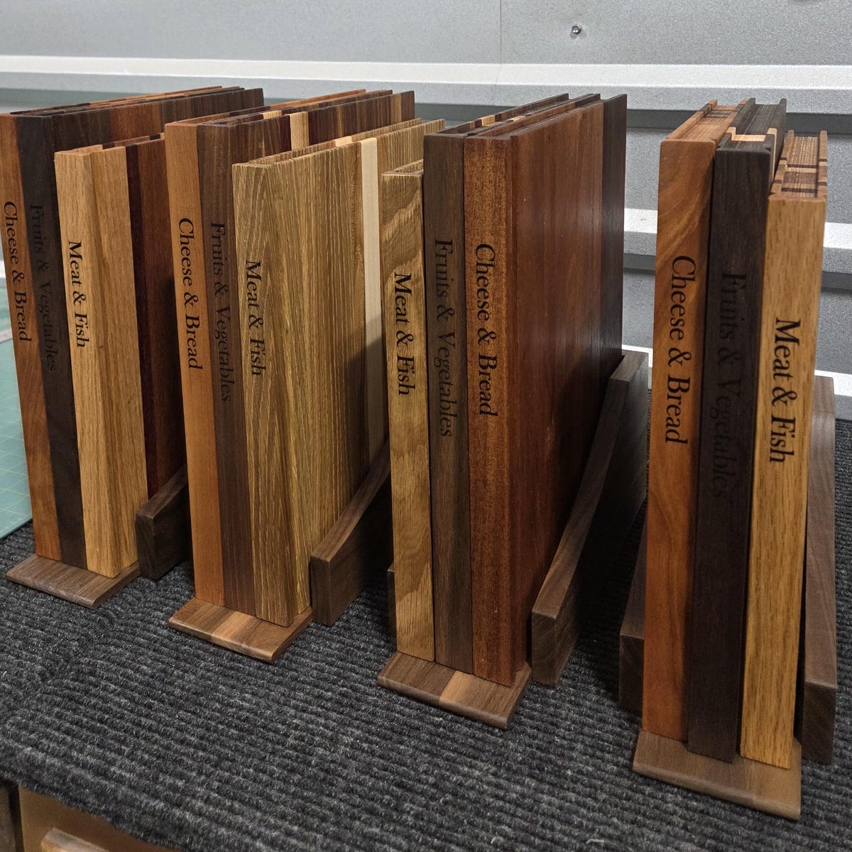 Set of 3 “book” Cutting Boards With Wooden Caddy: Wood Chopping Boards - Etsy