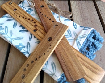 Reclaimed Hardwood Herb Stripper Spatula: Farmhouse Kitchen Utensil