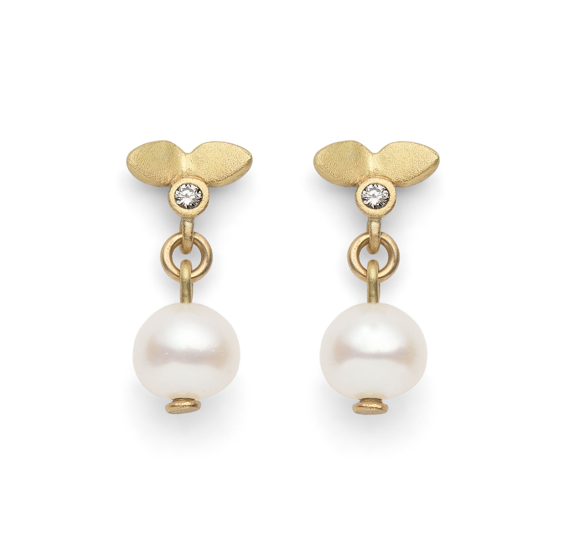 Lotus Pearl Drop Studs Earrings Freshwater Pearl Diamond - Etsy UK