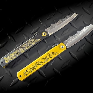 Nagao Higonokami Ryubu Dragon Friction Folder Blue Steel Cleaver w/ Dragon Spine