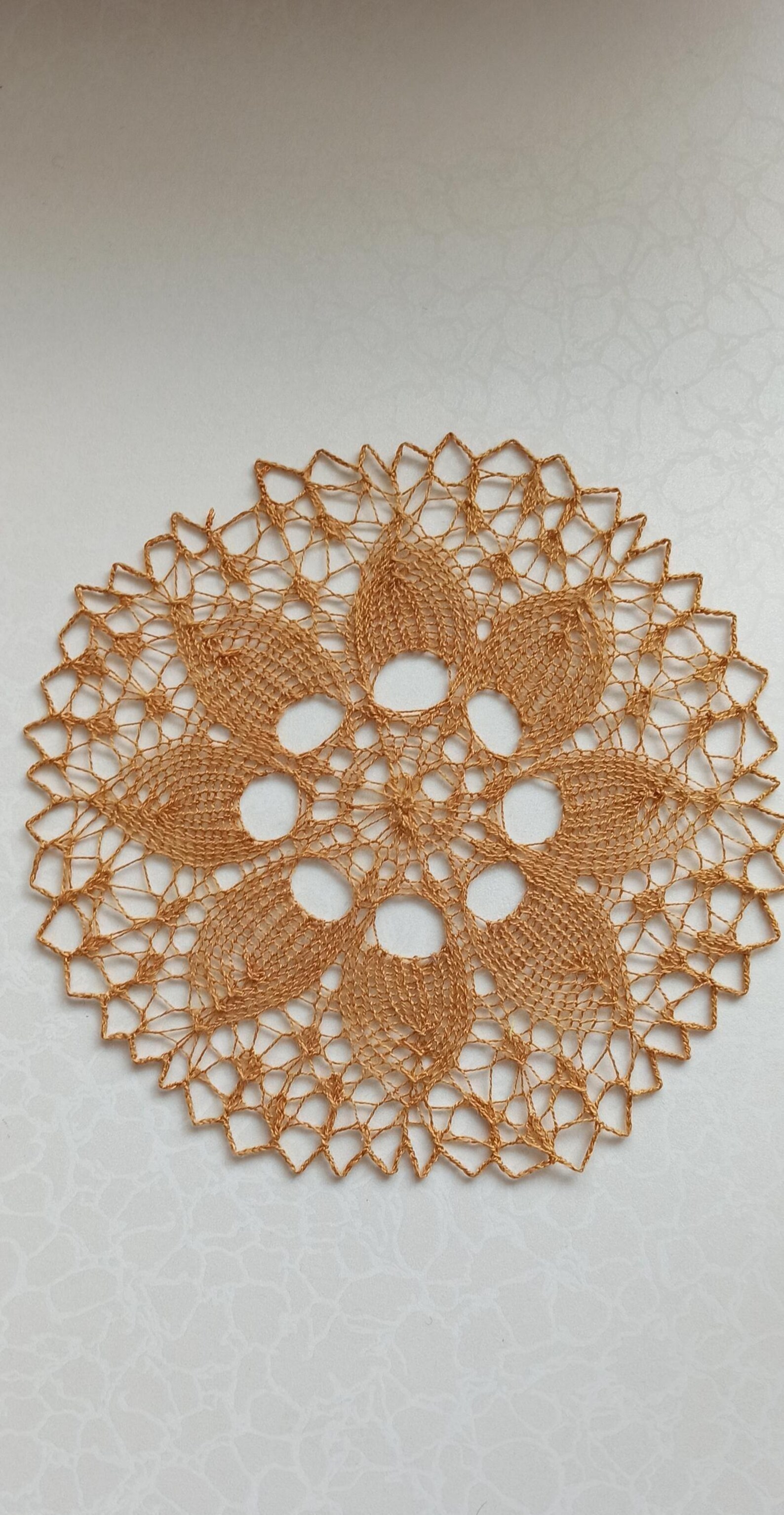 Handmade Gold Crochet Doily, Fine Cotton Lace Mat, Boho Table Decor, 7 ...