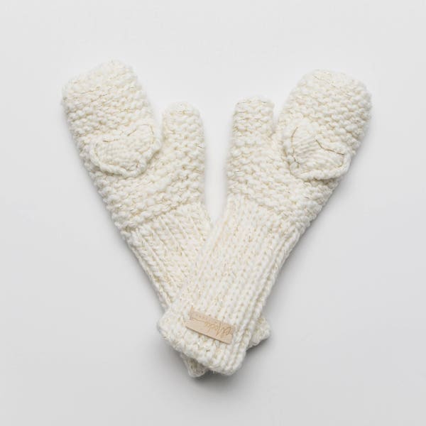 Mocks Mittens infant baby toddler child children's kids girl cream heart handmade hand-knit knitted long cuff stretchy chunky sock sleeve