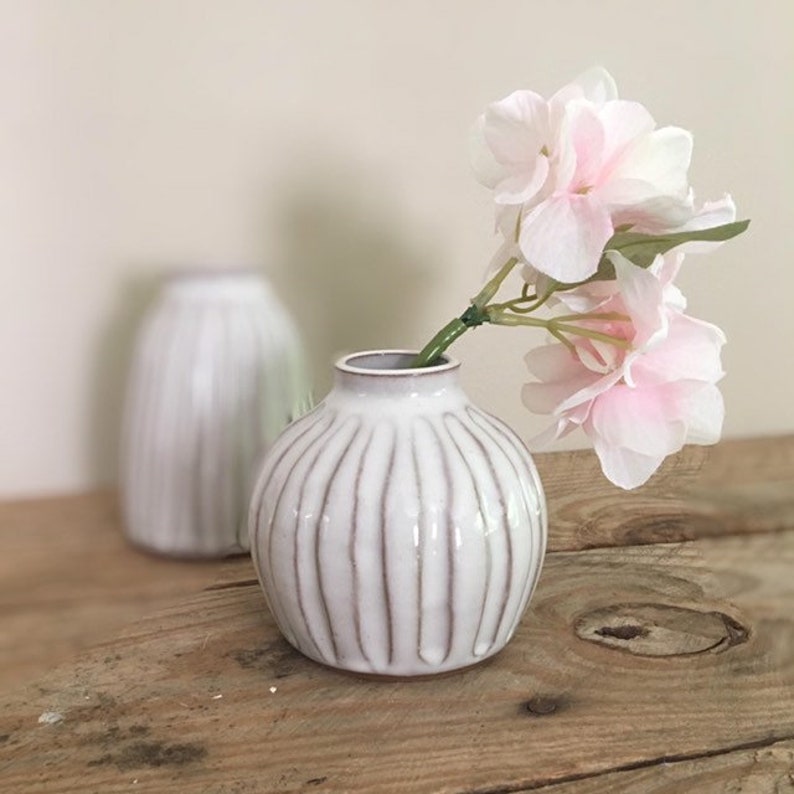 Small Bud Vase Hand Carved Vase Wedding Decor Pottery Vase Etsy
