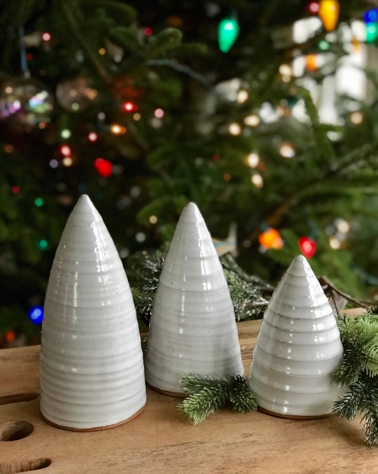 Set of Three Textured Ceramic Cone Tree Ceramic Cone Tree Etsy