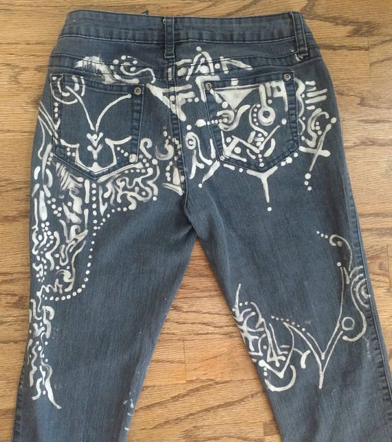 Items similar to Hand painted bleached pants on Etsy