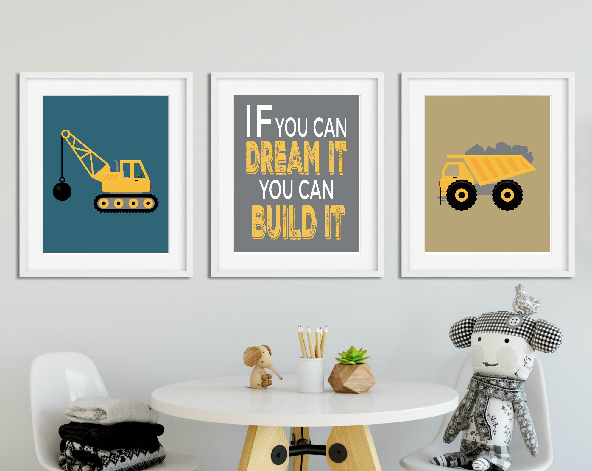 Construction Printable Wall Decor Prints Dumptruck Playroom Etsy