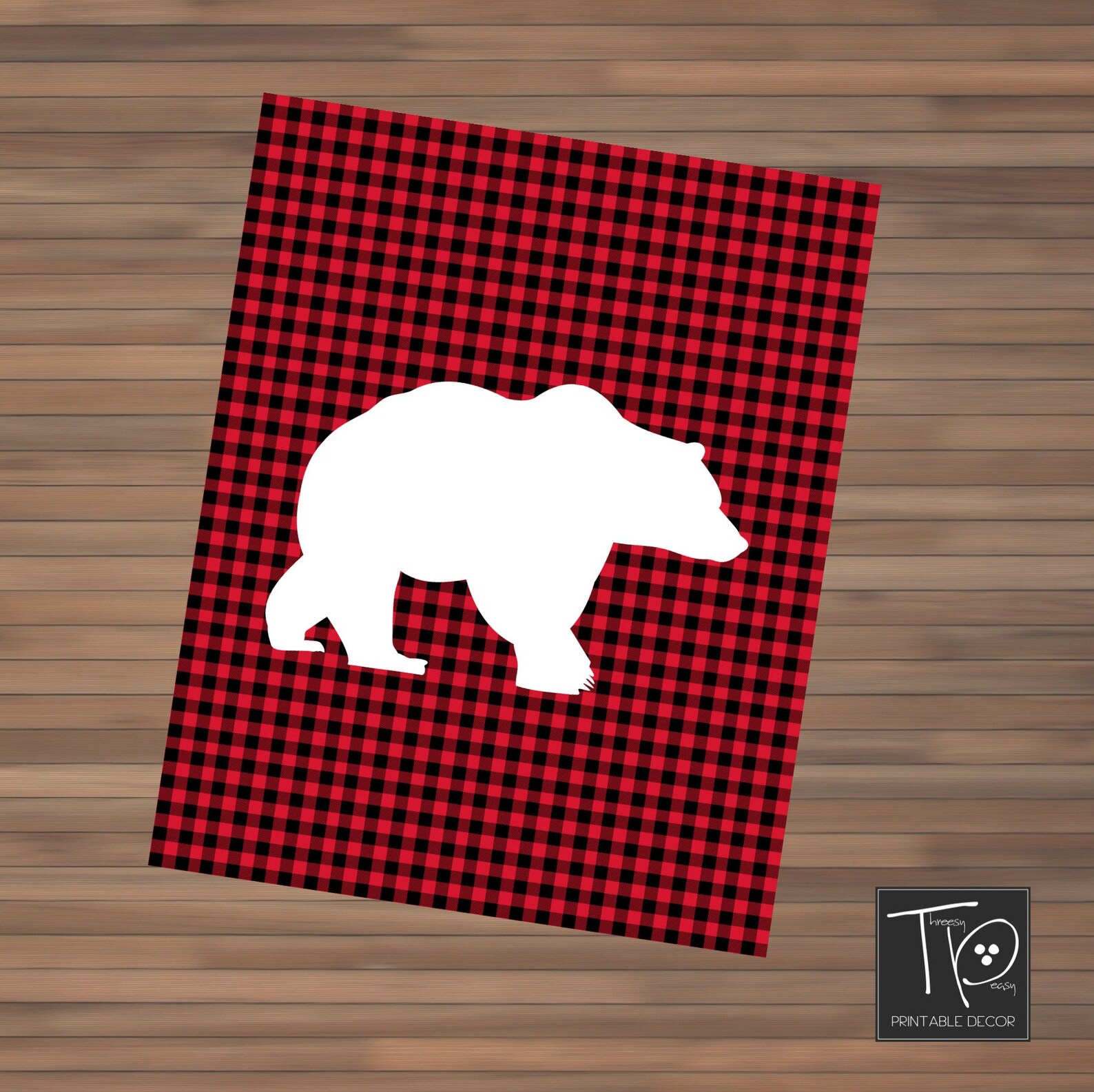 Red Buffalo Plaid Nursery Prints imprimible Red Plaid Bear y Etsy España