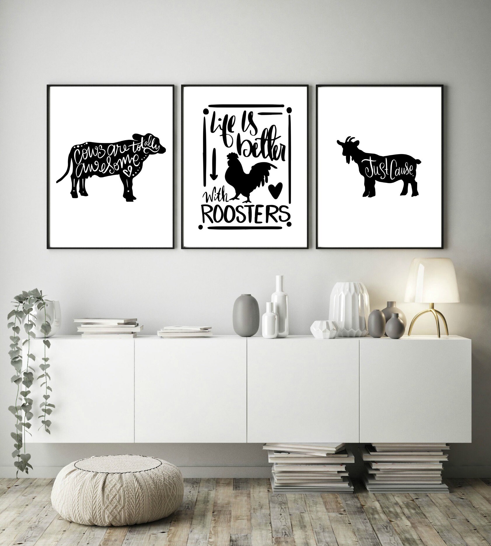 Farmhouse Kitchen Prints Printable Kitchen Decor With Cow Etsy