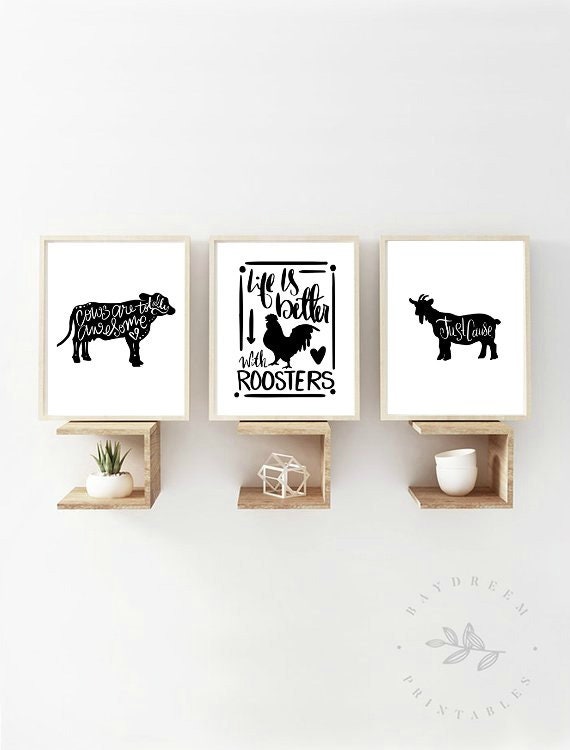 Farmhouse Kitchen Prints Printable Kitchen Decor With Cow - Etsy