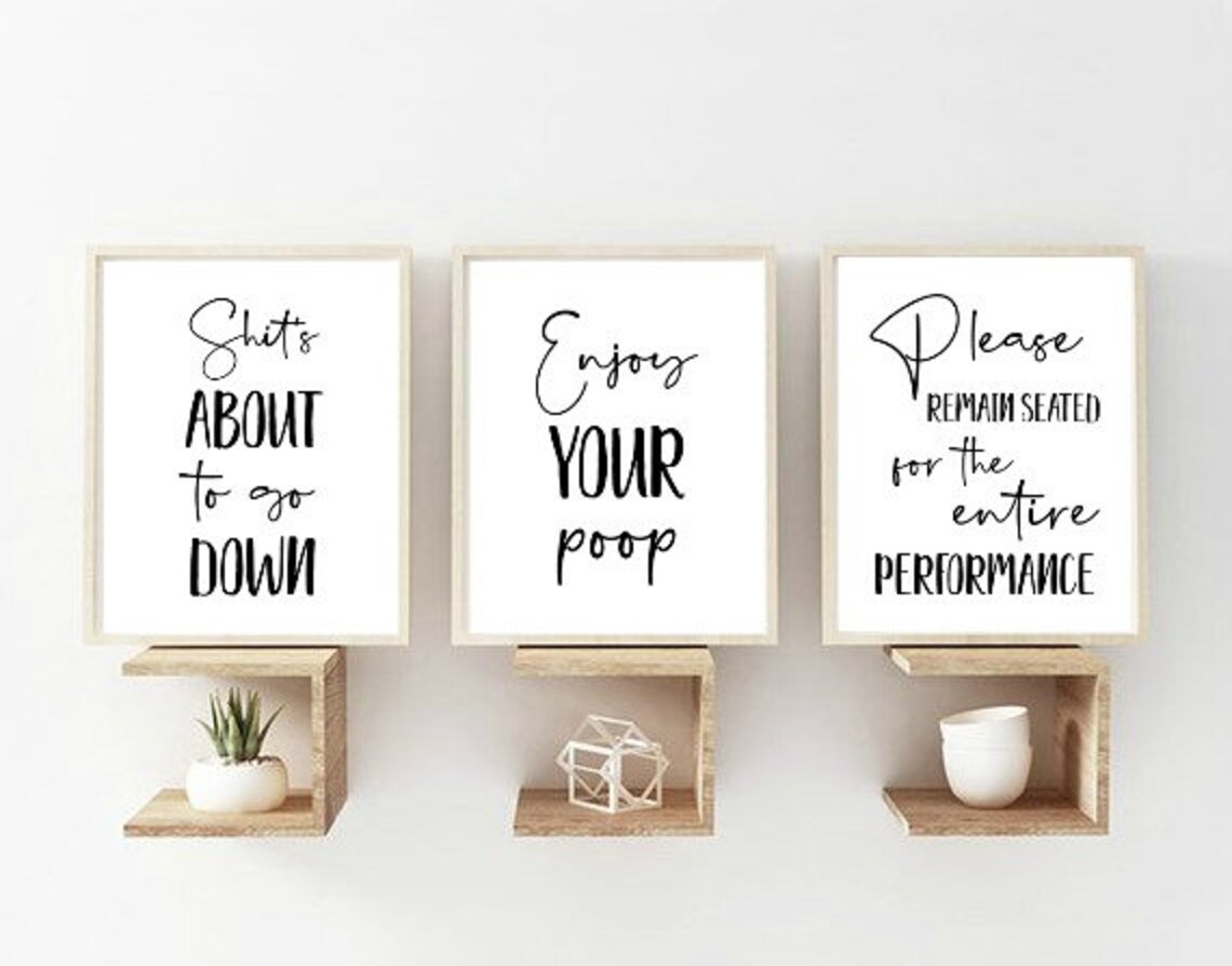 Funny Bathroom Wall Decor Set of 6 Humourous Washroom Prints Etsy Canada