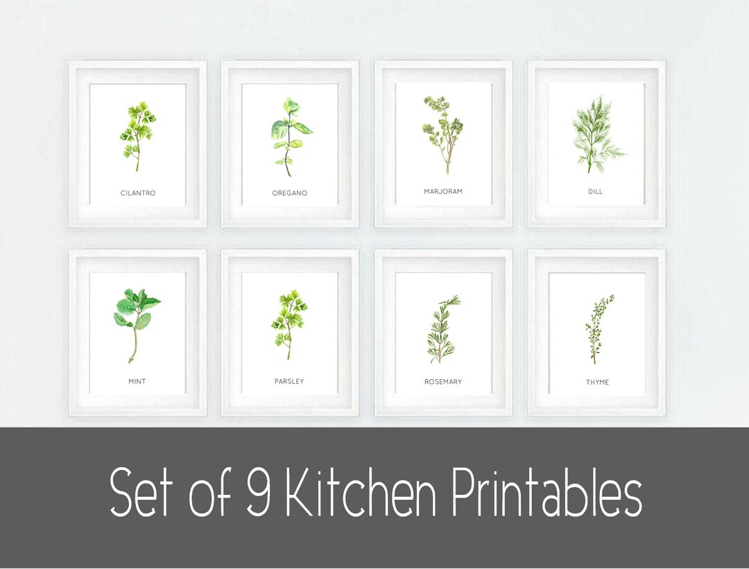 Herb Kitchen Prints Printable Kitchen Decor Watercolor Herbs - Etsy
