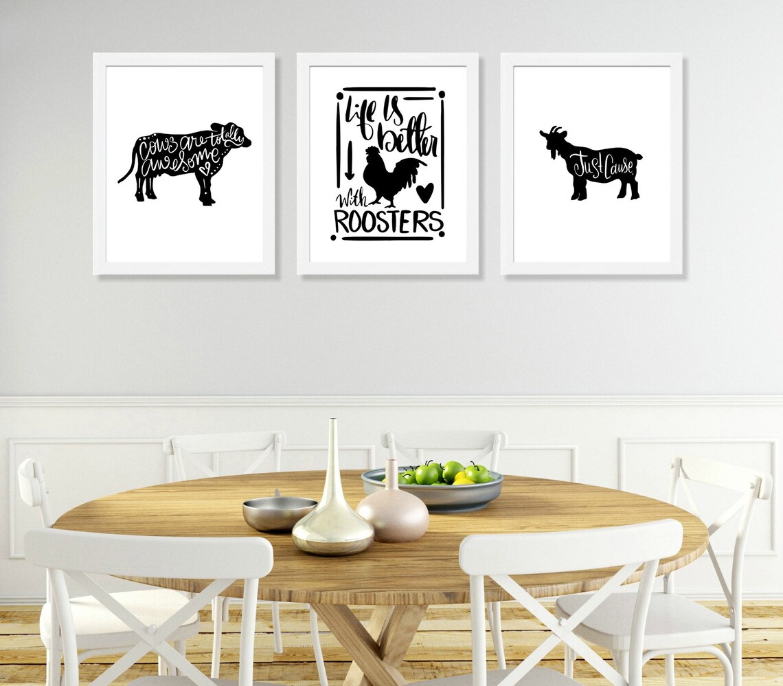 Farmhouse Kitchen Prints Printable Kitchen Decor With Cow - Etsy