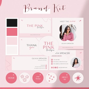 Pink Boutique Branding Kit, Fashion Brand Kit, Editable Canva Design, Fashion Branding, Branding Design Canva, Branding Kit,  Shopify Kit