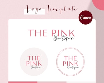 Modello di logo Pink Boutique per marchi di moda, design Canva modificabile, logo aziendale di moda, progettazione del logo Canva, logo rosa, logo Shopify