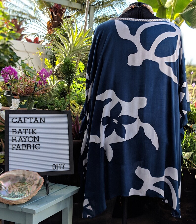 Caftan Kaftan Swimsuit Cover Up The Decadent Mrs Roper Rayon Batik Hand Dyed Fabric Hawaiian Retro Beach Style One Size XXS-M