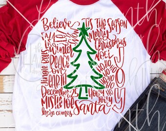 Christmas SVG / Christmas PNG / Christmas Typography / Word Art / Christmas Tree Sublimation / Hand Lettered